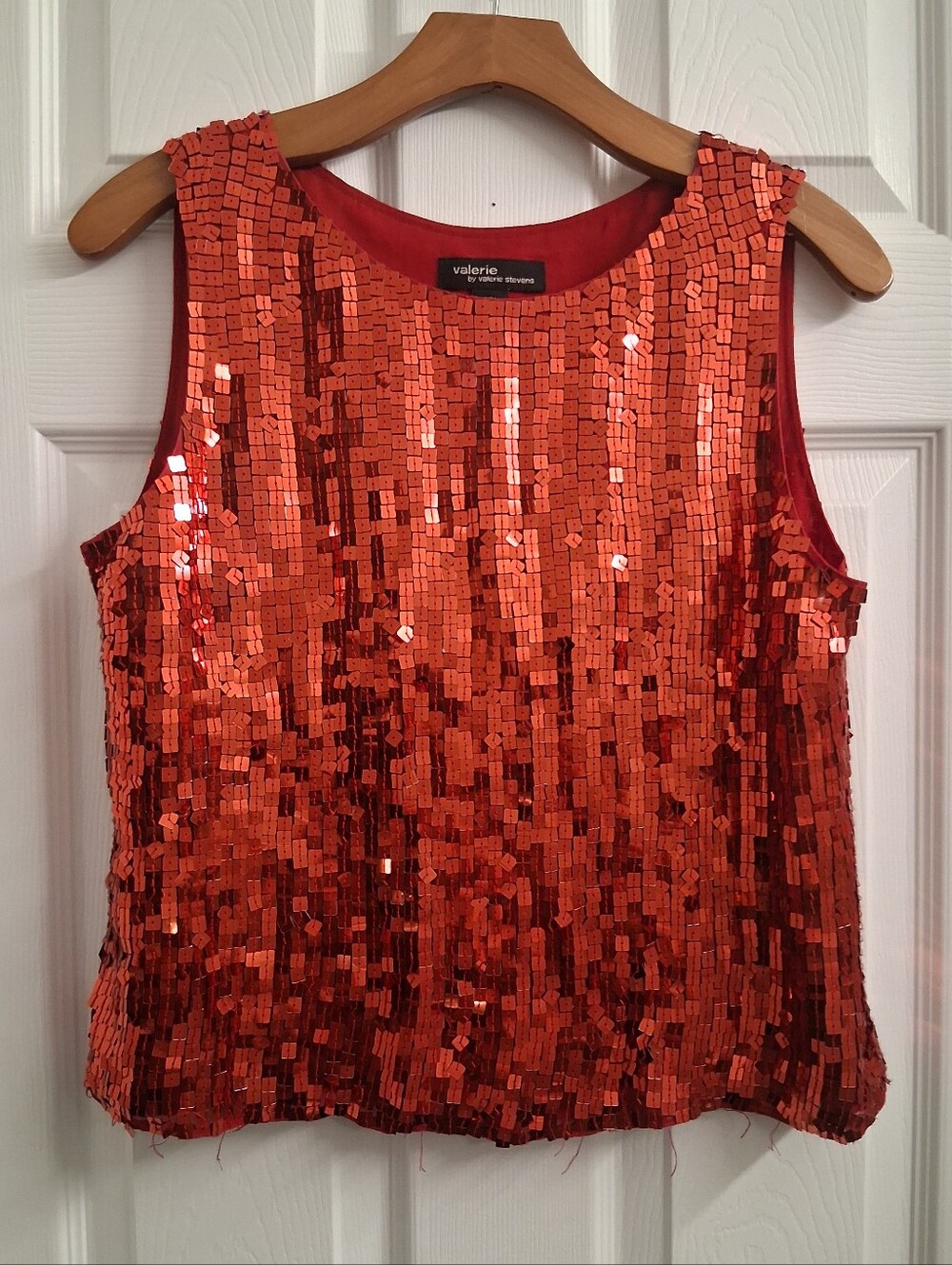 Vintage Valerie Stevens Red Sequin Tank Blouse Medium
